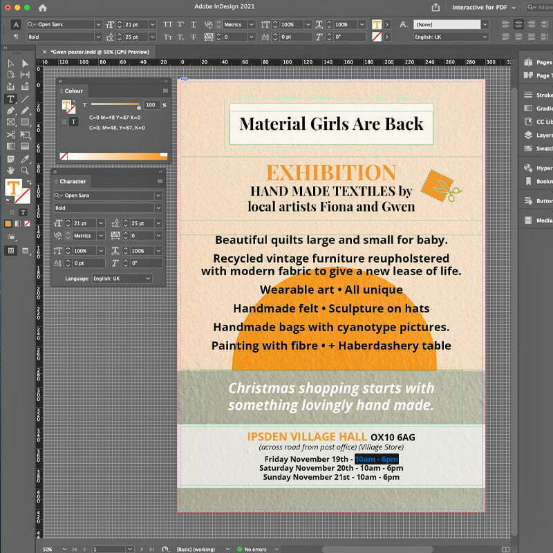 flyer design on computer screenshot